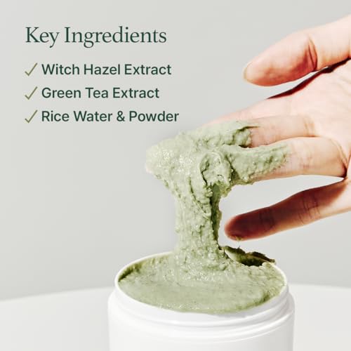 Korean Rice Mochi Face Cleanser - Face Wash, Gentle Scrub All in One for Deep Cleansing, Moisturizing, Pore Minimizing, Acne-Prone Skin, Removing Blackhead with Rice Water & Green Tea