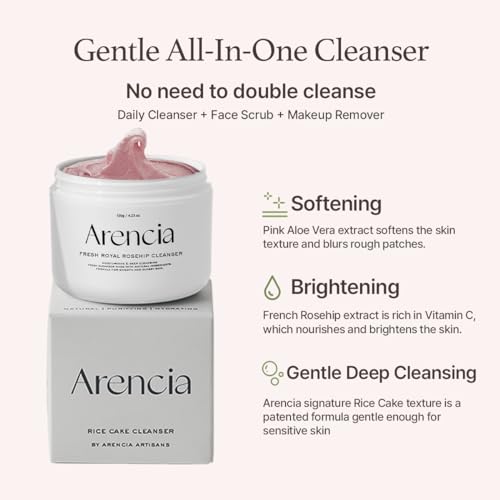 Korean Rice Mochi Face Cleanser - Face Wash, Gentle Scrub All in One for Deep Cleansing, Moisturizing, Pore Minimizing, Acne-Prone Skin, Removing Blackhead with Rice Water & Green Tea