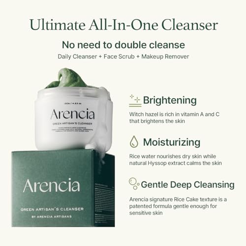 Korean Rice Mochi Face Cleanser - Face Wash, Gentle Scrub All in One for Deep Cleansing, Moisturizing, Pore Minimizing, Acne-Prone Skin, Removing Blackhead with Rice Water & Green Tea