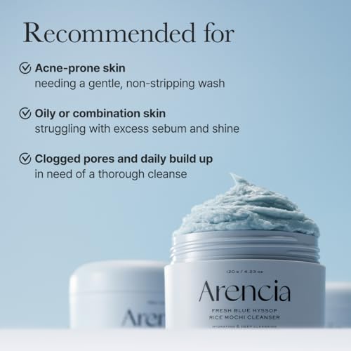 Korean Rice Mochi Face Cleanser - Face Wash, Gentle Scrub All in One for Deep Cleansing, Moisturizing, Pore Minimizing, Acne-Prone Skin, Removing Blackhead with Rice Water & Green Tea
