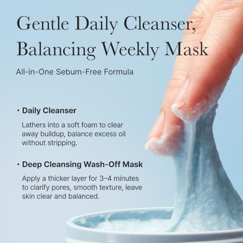 Korean Rice Mochi Face Cleanser - Face Wash, Gentle Scrub All in One for Deep Cleansing, Moisturizing, Pore Minimizing, Acne-Prone Skin, Removing Blackhead with Rice Water & Green Tea