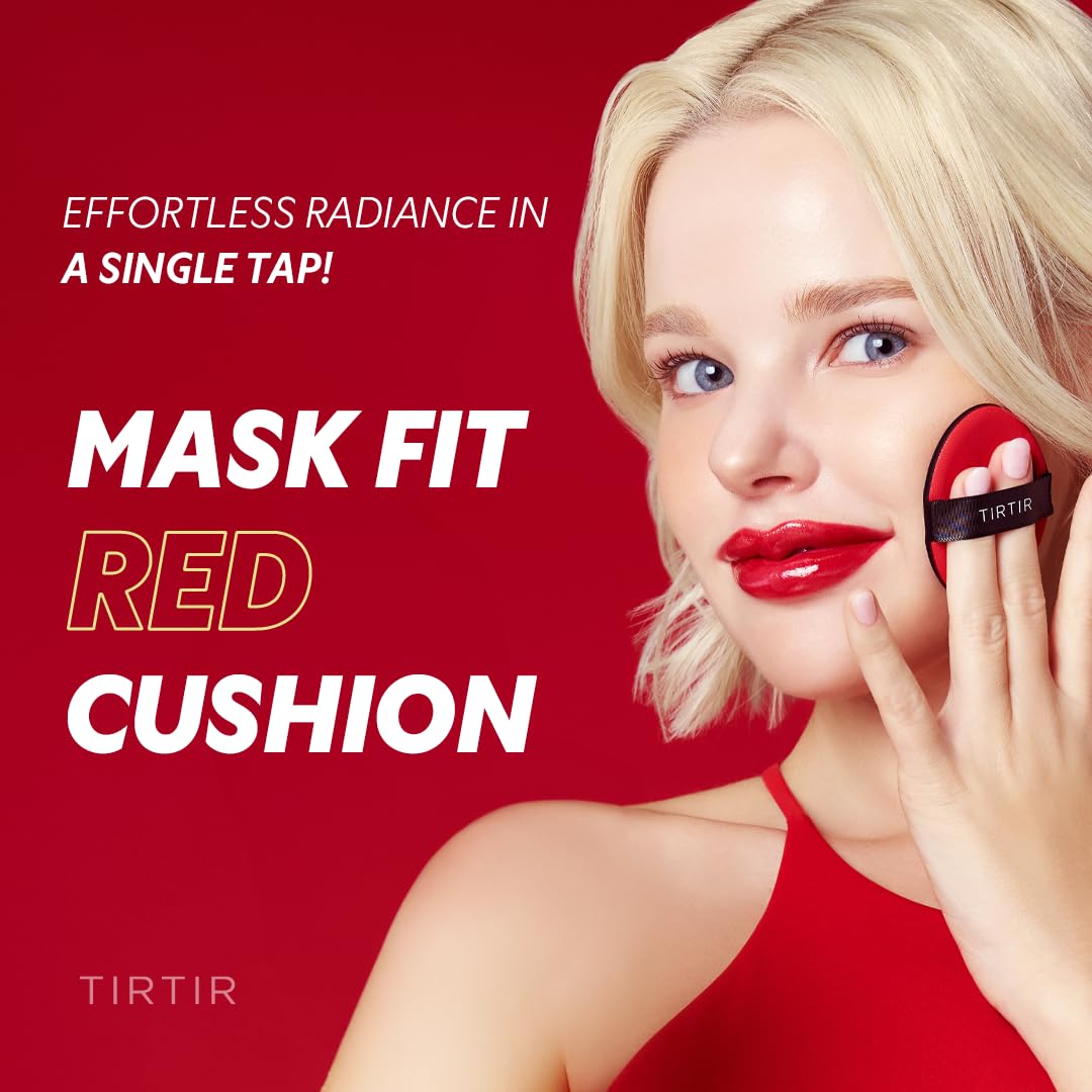 TIRTIR Mask Fit Red Cushion Foundation | Full coverage, Weightless, Skin fit, Satin Glow Finish, Korean Makeup BB Foundation, beauty, Tattoo cover up, Buildable (#29N Natural Beige, 0.63 Fl Oz)
