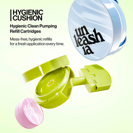 Unleashia Foundation Makeup Healthy-Green Cushion - 15g, Lightweight Buildable Coverage, Vegan, Natural Satin Finish(27W)
