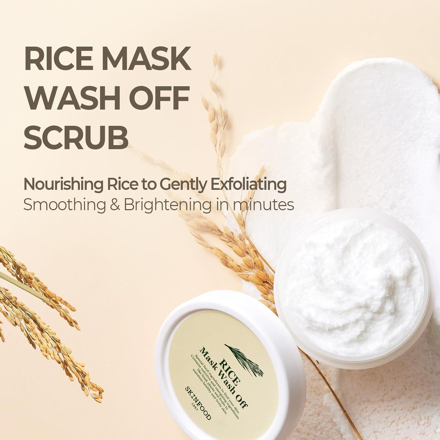 SKINFOOD Rice Mask Wash Off 3.5oz / Gently Exfoliates the Skin/Softening with Nutrient Rich Rice