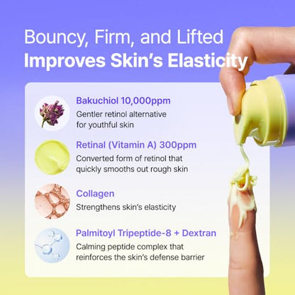 BY WISHTREND Vitamin A-mazing Bakuchiol Night Cream | Retinal, Peptide, Collagen, Ceramide NP, Centella Asiatica, moistfully plump overnight skincare (1.05 Ounce (Pack of 1))