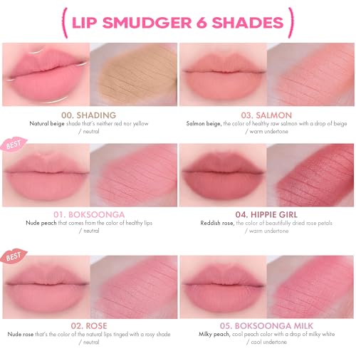 Amuse SEOUL LIP SMUDGER 01 BOKSOONGA | nude peach | Matte, creamy, soft, velvety, cruelty-free, lipcare, long-lasting, multiuse, vegan