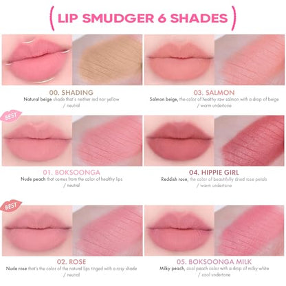 Amuse SEOUL LIP SMUDGER 01 BOKSOONGA | nude peach | Matte, creamy, soft, velvety, cruelty-free, lipcare, long-lasting, multiuse, vegan