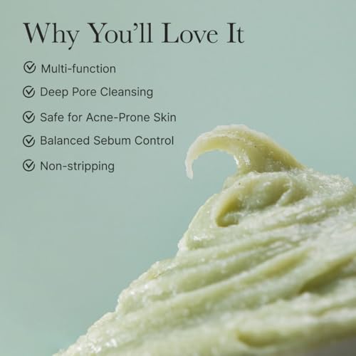 Korean Rice Mochi Face Cleanser - Face Wash, Gentle Scrub All in One for Deep Cleansing, Moisturizing, Pore Minimizing, Acne-Prone Skin, Removing Blackhead with Rice Water &amp; Green Tea