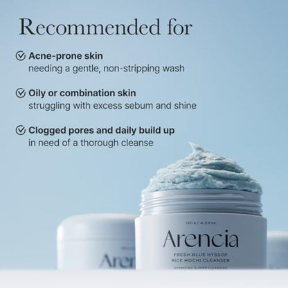 Korean Rice Mochi Face Cleanser - Face Wash, Gentle Scrub All in One for Deep Cleansing, Moisturizing, Pore Minimizing, Acne-Prone Skin, Removing Blackhead with Rice Water &amp; Green Tea
