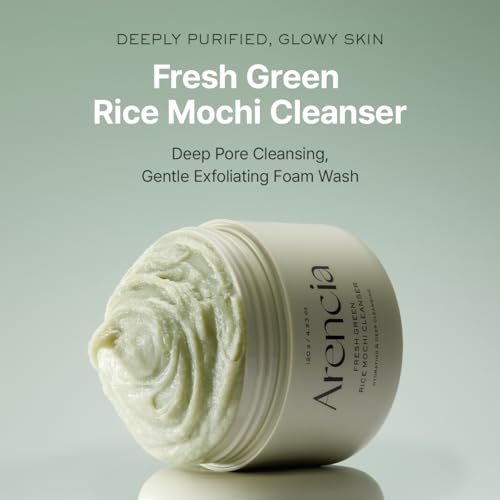 Korean Rice Mochi Face Cleanser - Face Wash, Gentle Scrub All in One for Deep Cleansing, Moisturizing, Pore Minimizing, Acne-Prone Skin, Removing Blackhead with Rice Water &amp; Green Tea