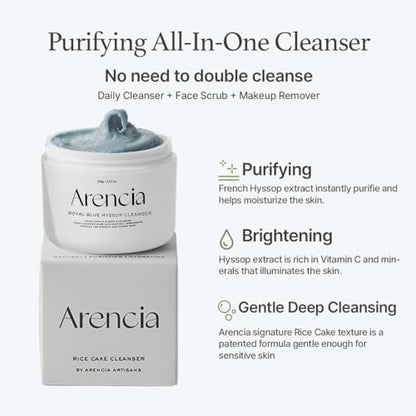 Korean Rice Mochi Face Cleanser - Face Wash, Gentle Scrub All in One for Deep Cleansing, Moisturizing, Pore Minimizing, Acne-Prone Skin, Removing Blackhead with Rice Water &amp; Green Tea