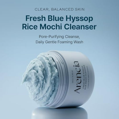 Korean Rice Mochi Face Cleanser - Face Wash, Gentle Scrub All in One for Deep Cleansing, Moisturizing, Pore Minimizing, Acne-Prone Skin, Removing Blackhead with Rice Water &amp; Green Tea