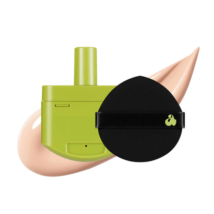 Unleashia Foundation Makeup Healthy-Green Cushion - 15g, Lightweight Buildable Coverage, Vegan, Natural Satin Finish(27W)