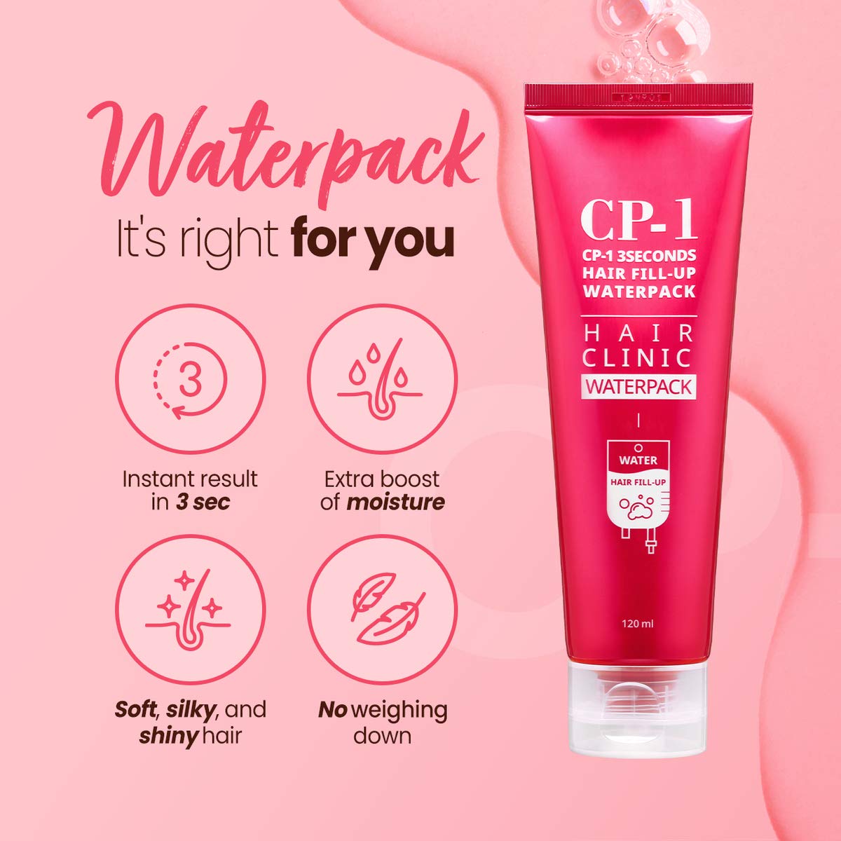 CP-1 3 Seconds Hair Fill-Up Waterpack 120ml, Leave on Condioner, Leave-in Hair Mask
