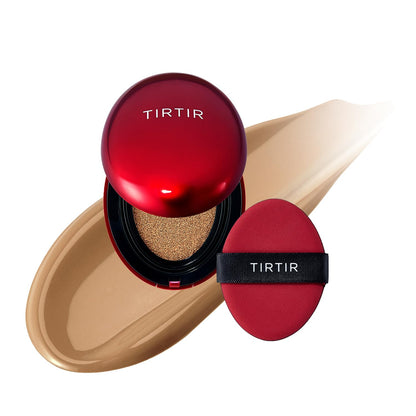 TIRTIR Mask Fit Red Cushion Foundation | Full coverage, Weightless, Skin fit, Satin Glow Finish, Korean Makeup BB Foundation, beauty, Tattoo cover up, Buildable (#29N Natural Beige, 0.63 Fl Oz)