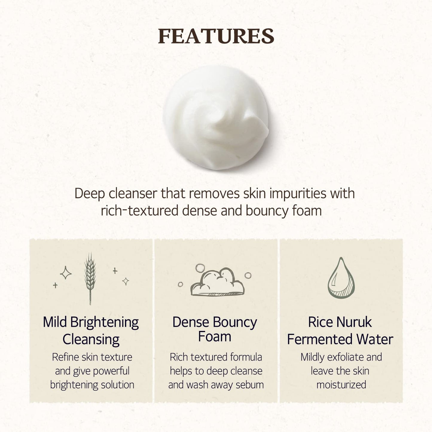 SKINFOOD Rice Daily Cleansing Foam 150ml - Delicate, Fine, and Smooth Brightening Cleansing with Fermented White Rice Ingredients - Firming Bubble Facial Foam Cleanser - For Men and Women (5.07 fl. oz.)