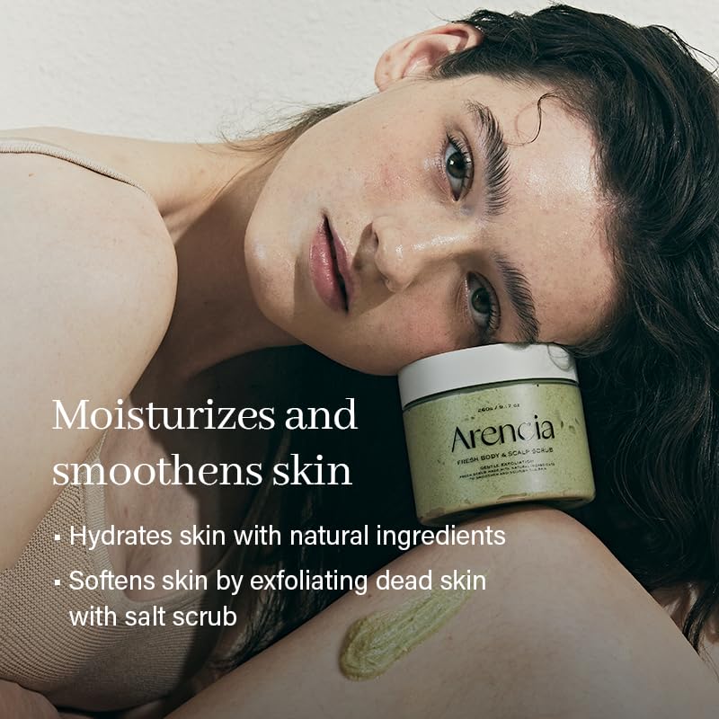 Fresh Cloud Sea Salt Body &amp; Scalp Scrub (Pink) - Exfoliant, Bump Eraser For Silky Smooth Skin, Korean Skin Care