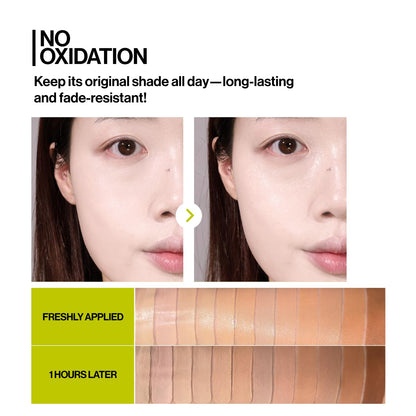 Unleashia Foundation Makeup Healthy-Green Cushion - 15g, Lightweight Buildable Coverage, Vegan, Natural Satin Finish(27W)