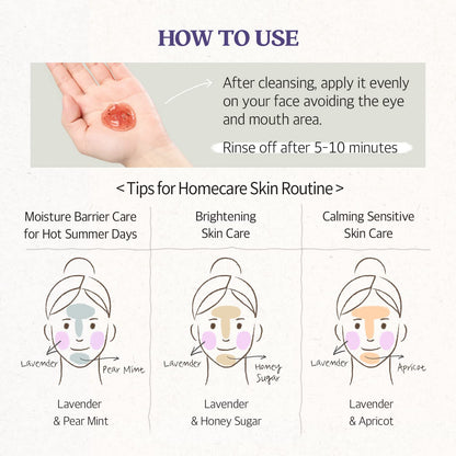 SKINFOOD Lavender Facial Mask, Panthenol Contains Hydrating & Cooling Gel Wash-off Mask for Sensitive Skin, Shower-Proof Texture - Wash Off Exfoliating Mask, 4.23 oz.(120g)