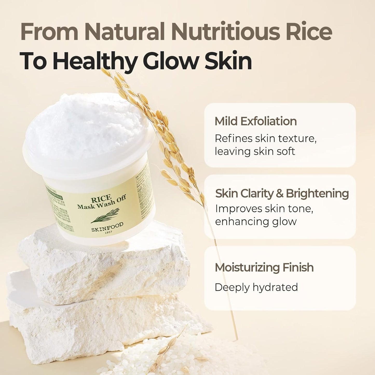 SKINFOOD Rice Mask Wash Off 3.5oz / Gently Exfoliates the Skin/Softening with Nutrient Rich Rice