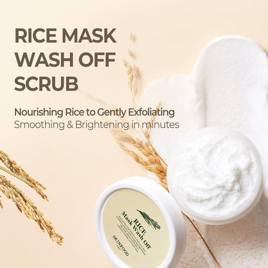 SKINFOOD Rice Mask Wash Off 3.5oz / Gently Exfoliates the Skin/Softening with Nutrient Rich Rice